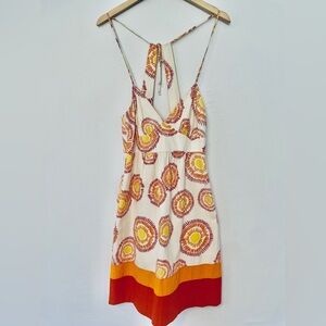 Trina Turk Vibrant Orange and Yellow sunburst cotton silk Dress